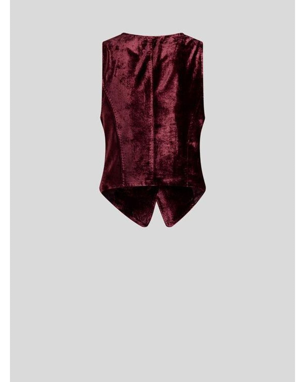 Etro Red Single-Breasted Velvet Waistcoat With Pegaso Buttons