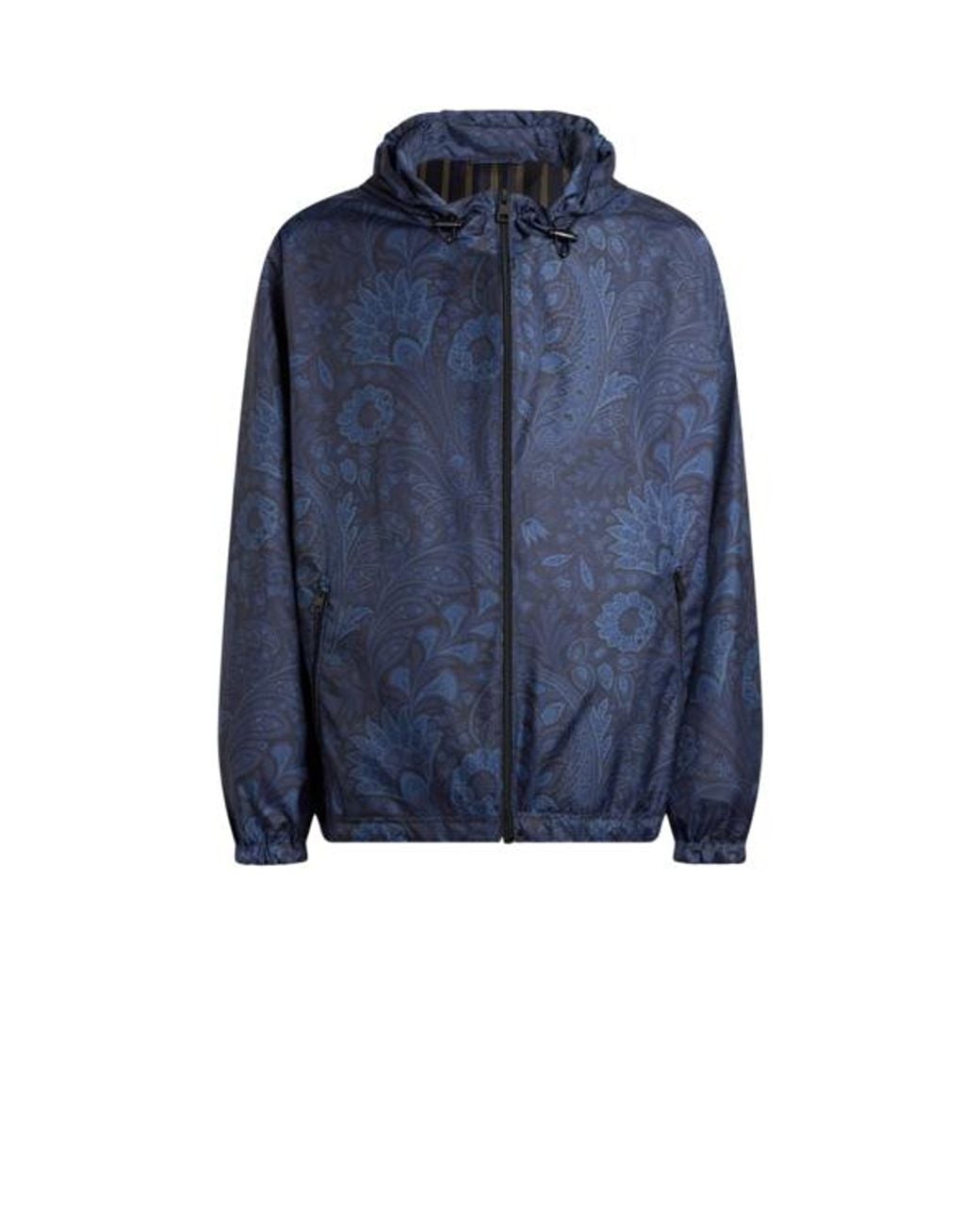 Etro Blue Floral Paisley Windbreaker Jacket for men