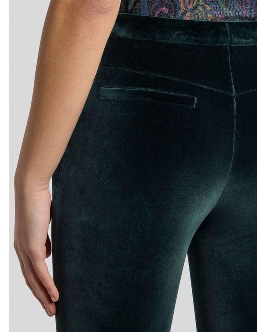Etro Blue Flared Stretch Cotton Velvet Trousers