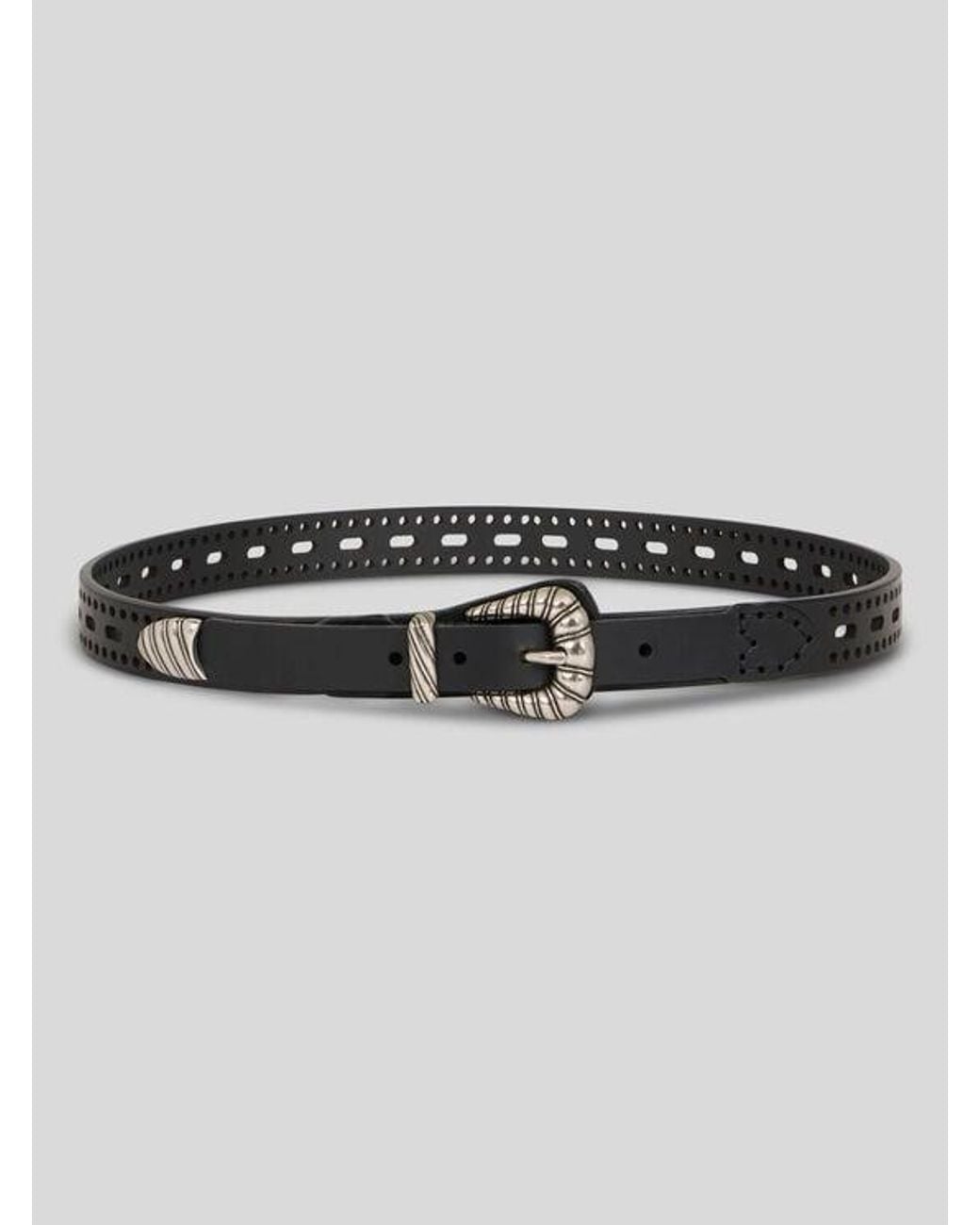 Etro Black Leather Belt With Openwork