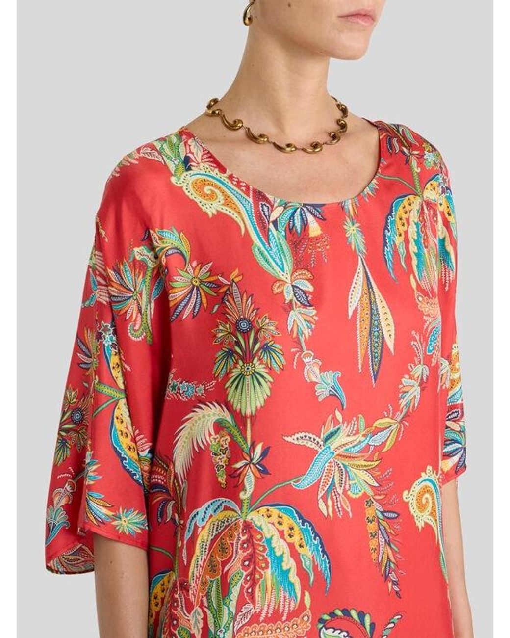 Etro Red Long Tunic Dress