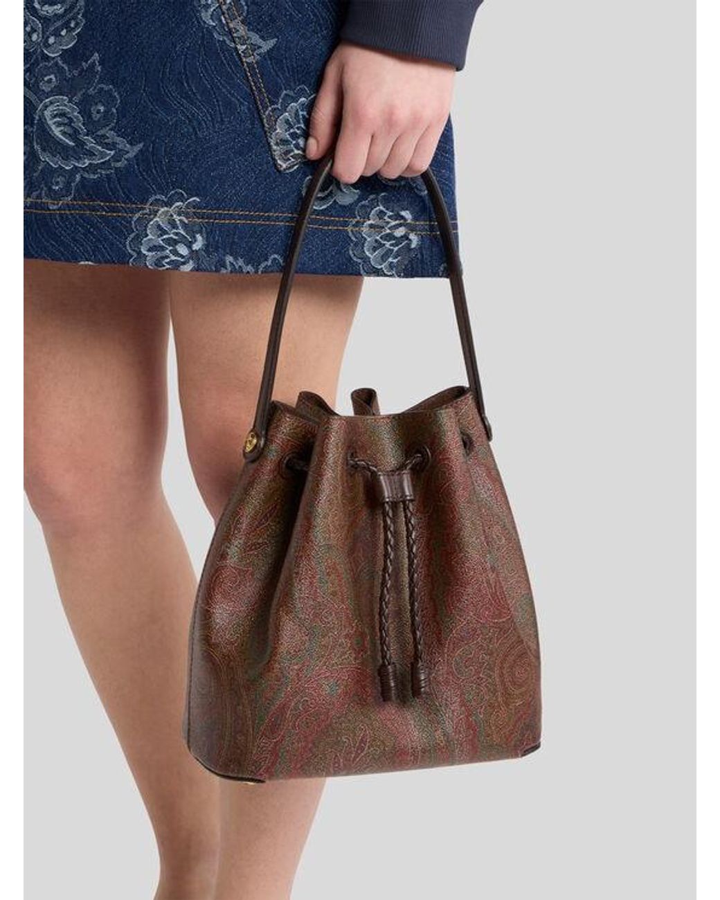 Etro Brown Small Arnica Bucket Bag