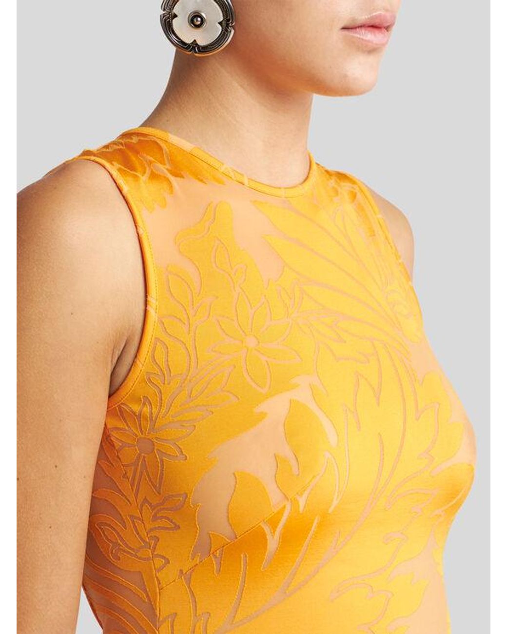 【ETRO】バーンアウト ストレッチ ジャージー ドレス Etro Burnout Stretch Jersey Dress With Cut-Out in Metallic