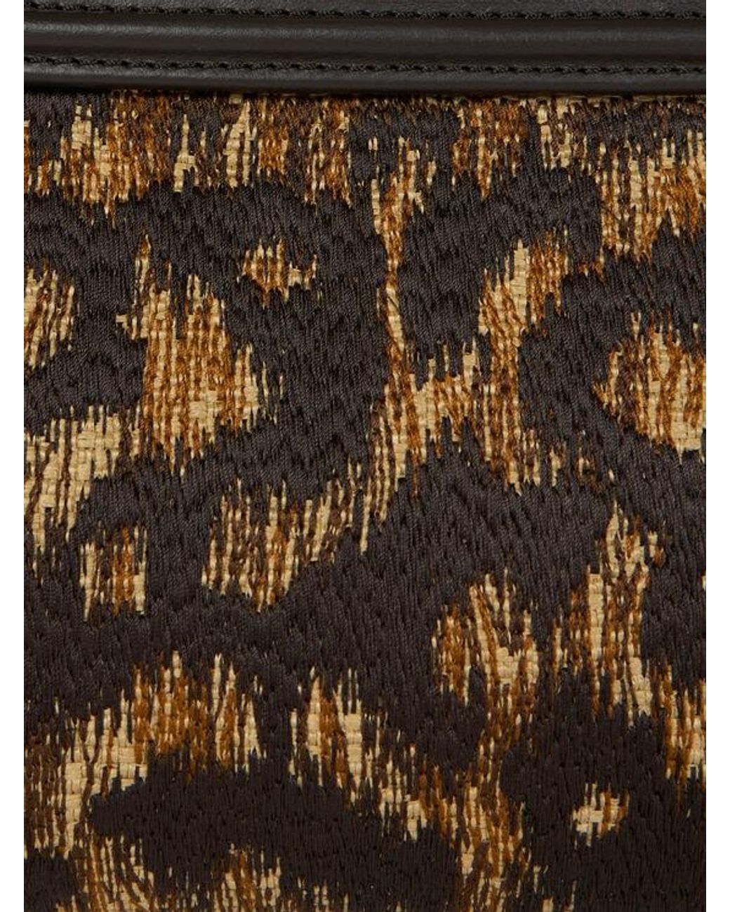 Etro Brown Raffia Doc Pouch With Animal Embroidery
