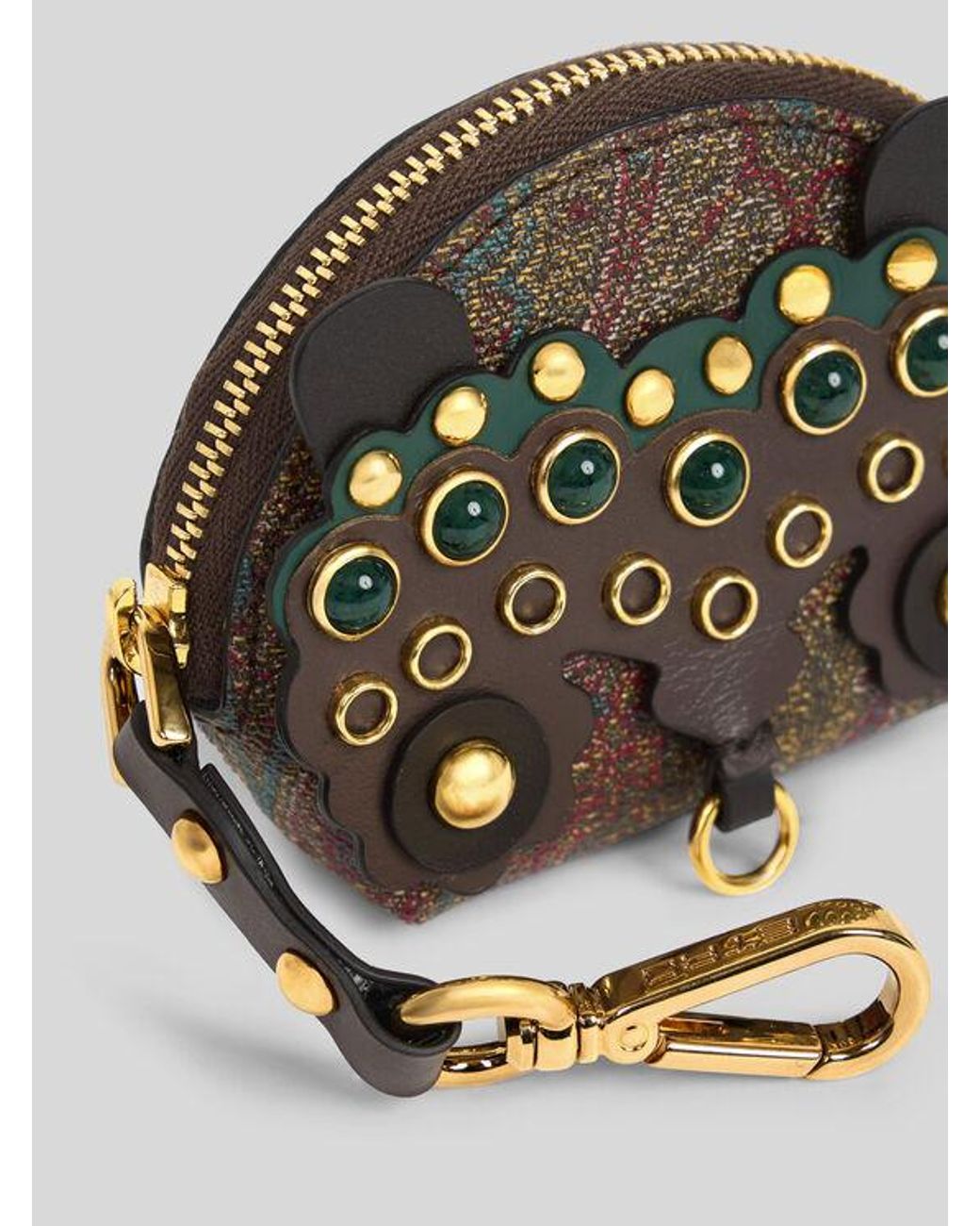 Etro White Arnica Coin Purse Charm With Studs