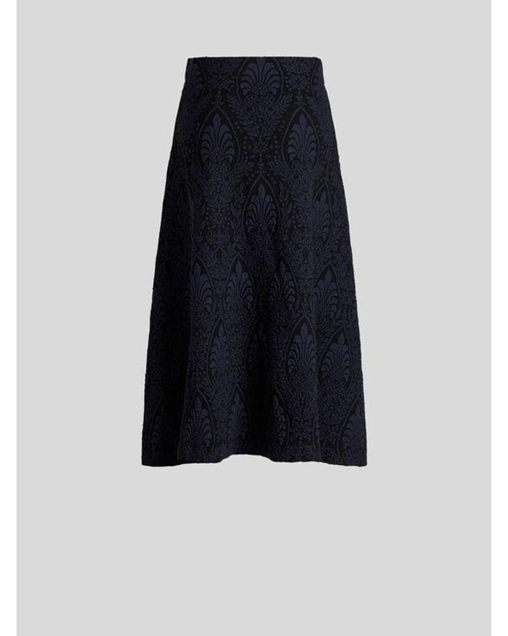 Etro Blue Jacquard Maxi Skirt With Medallion Motif