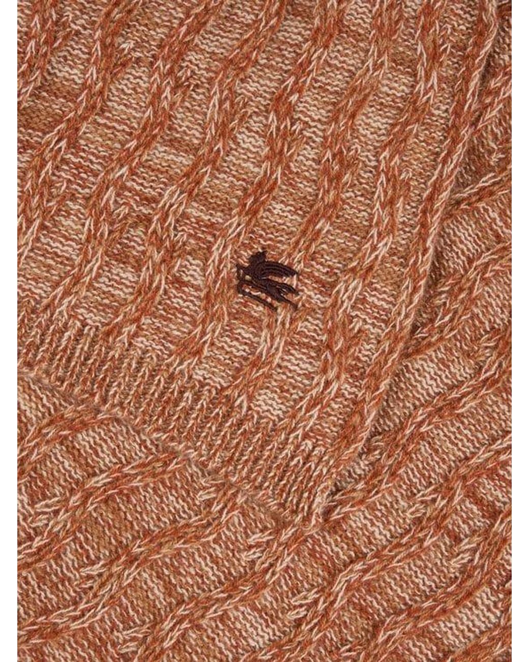 Etro Brown Cable-Knit Cashmere Scarf for men