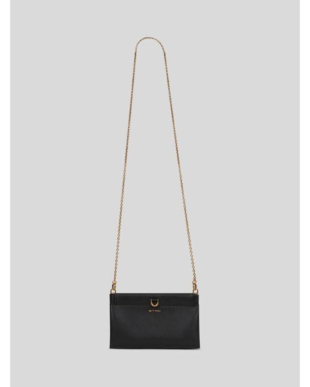Etro White Mini Leather Clutch Talk With Chain Shoulder Strap