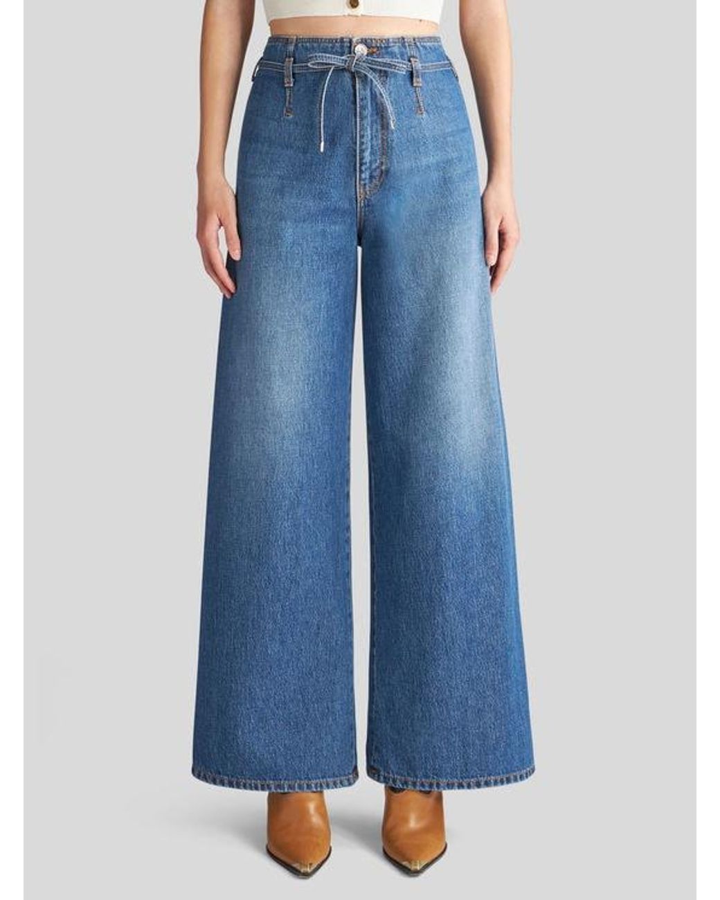 Etro Blue Culotte Jeans With Belt
