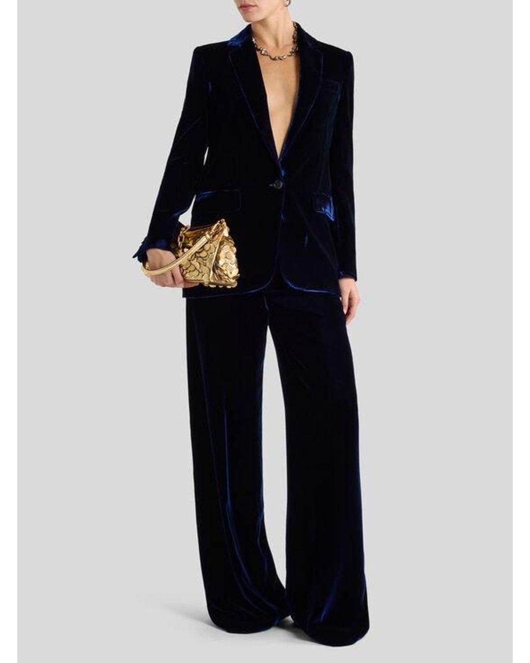 Etro Blue Wide-Leg Velvet Trousers