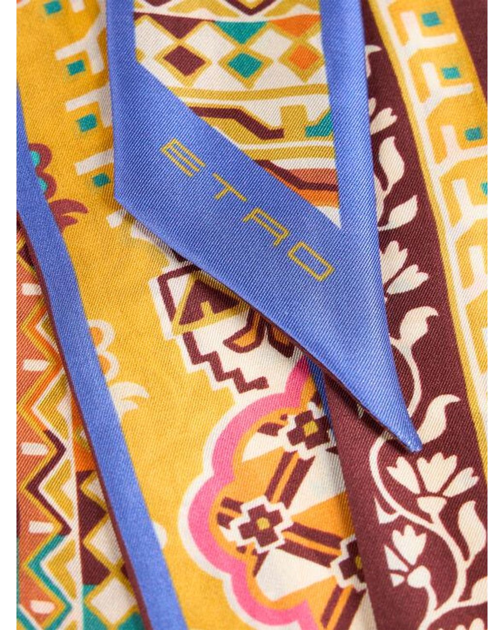 Etro White Schmaler Schal Aus Bedruckter Seide, Damen