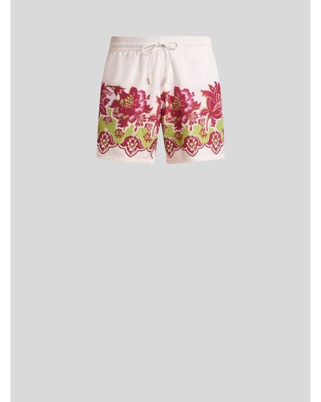 Etro Pink Swimsuit With Placed Floral Print for men
