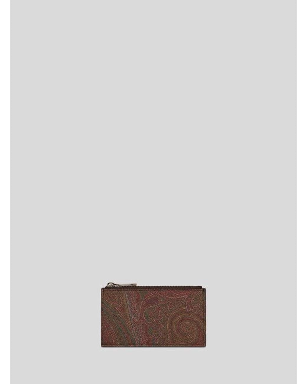 Etro Brown Arnica Card Holder With Zip for men