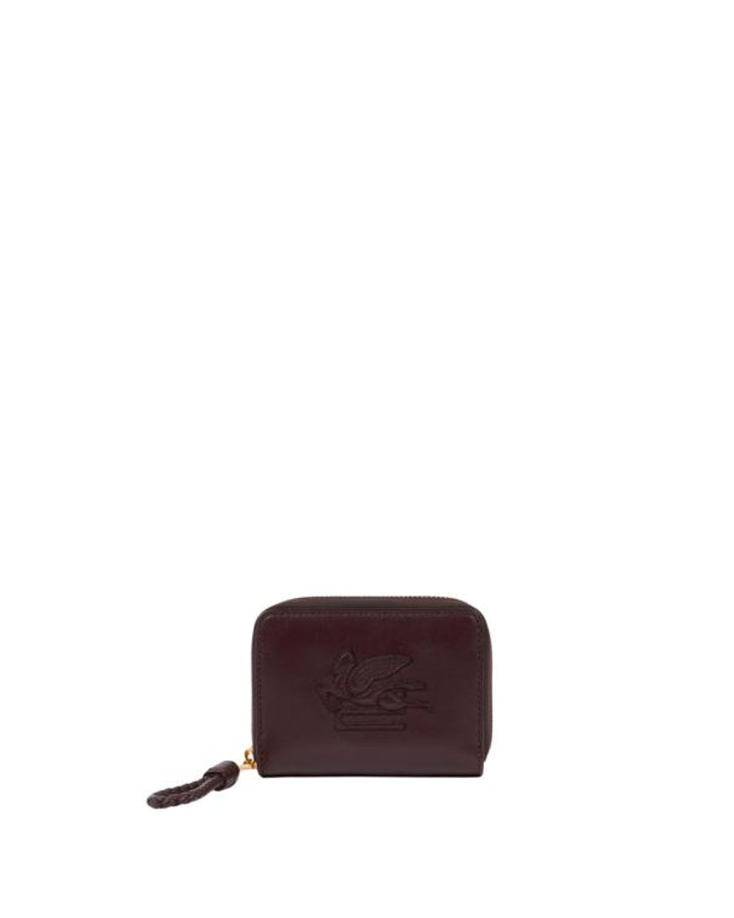 Etro Brown Libra Compact Zip-Around Leather Wallet With Pegaso