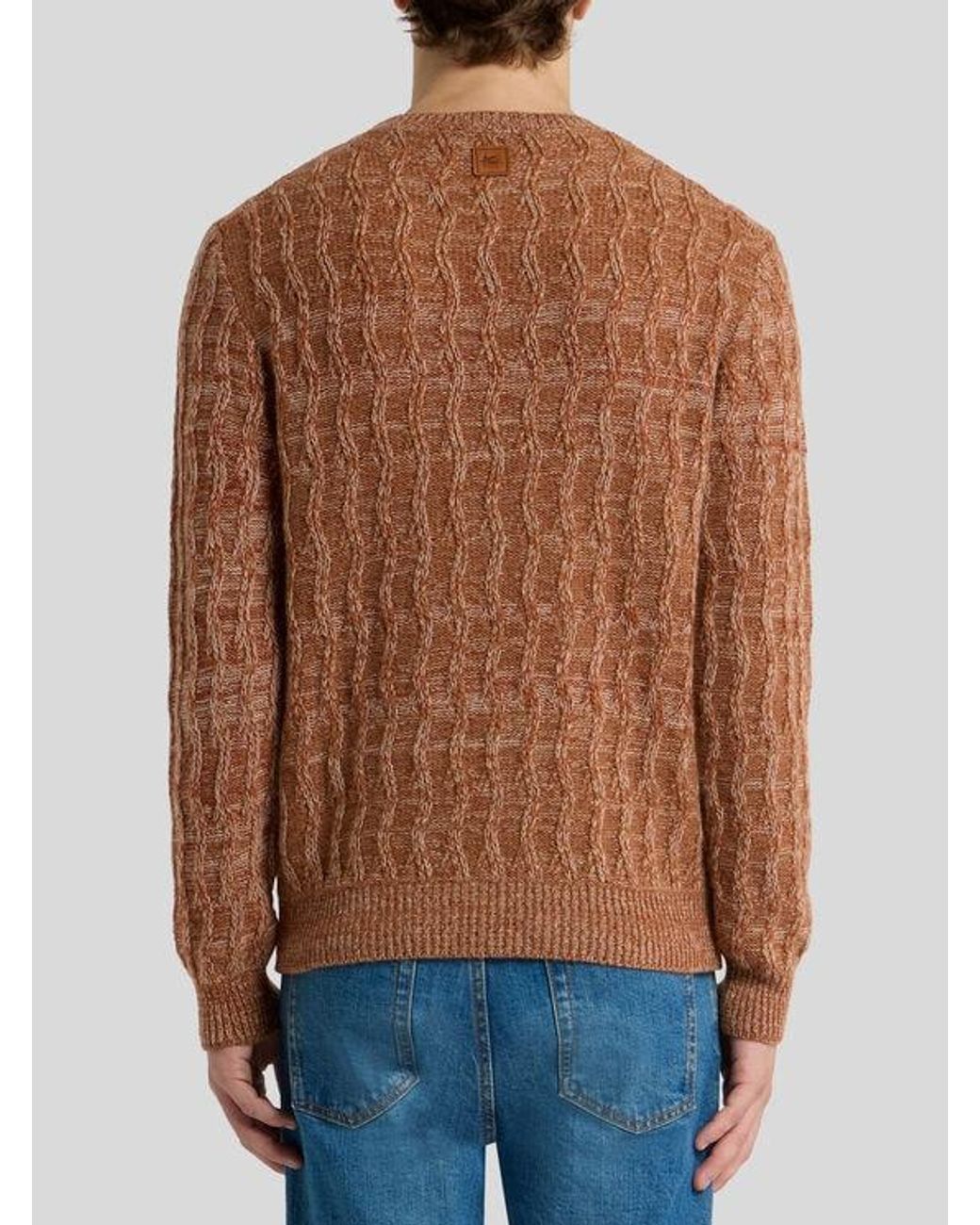 Etro Brown Cable-Knit Cashmere Sweater for men
