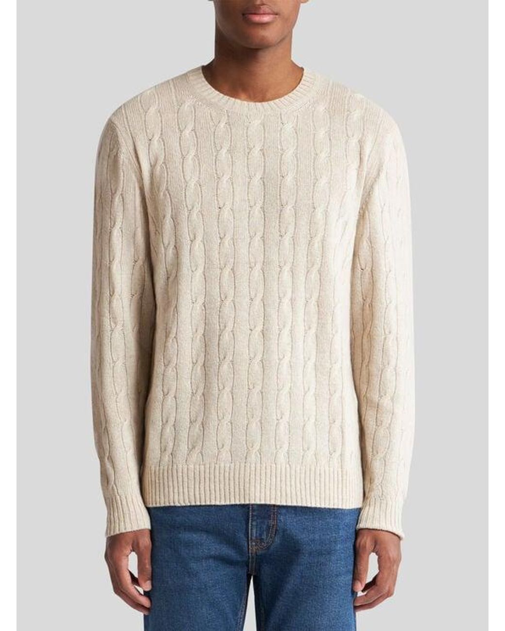 Etro White Cable-Knit Cashmere Sweater for men