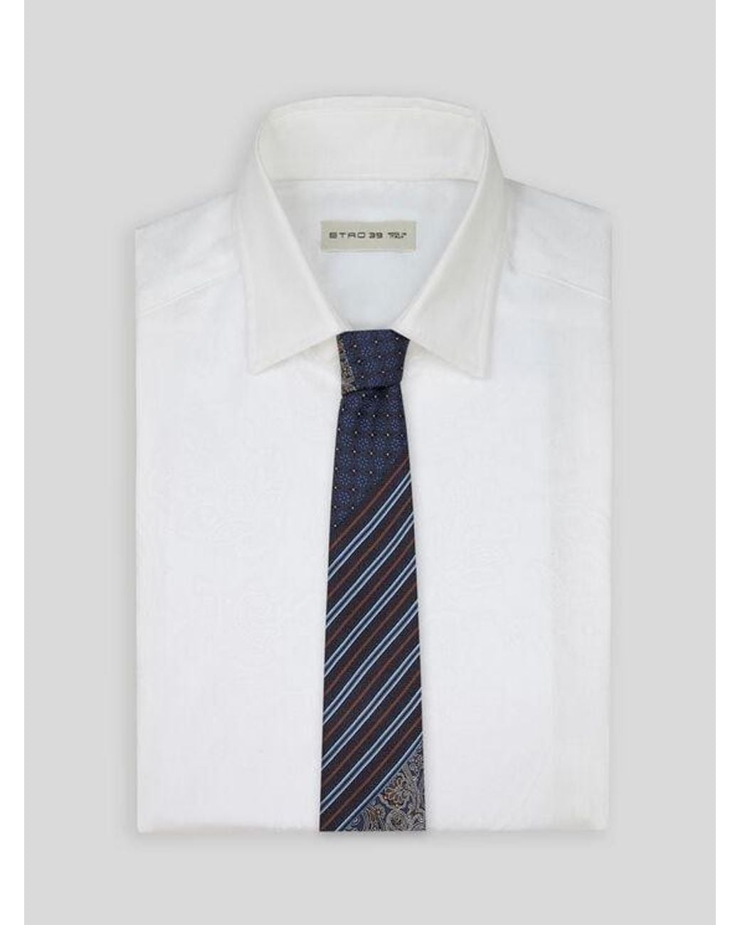 Etro Blue Patchwork Silk Tie for men