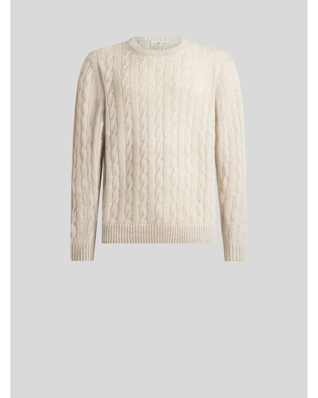 Etro White Cable-Knit Cashmere Sweater for men