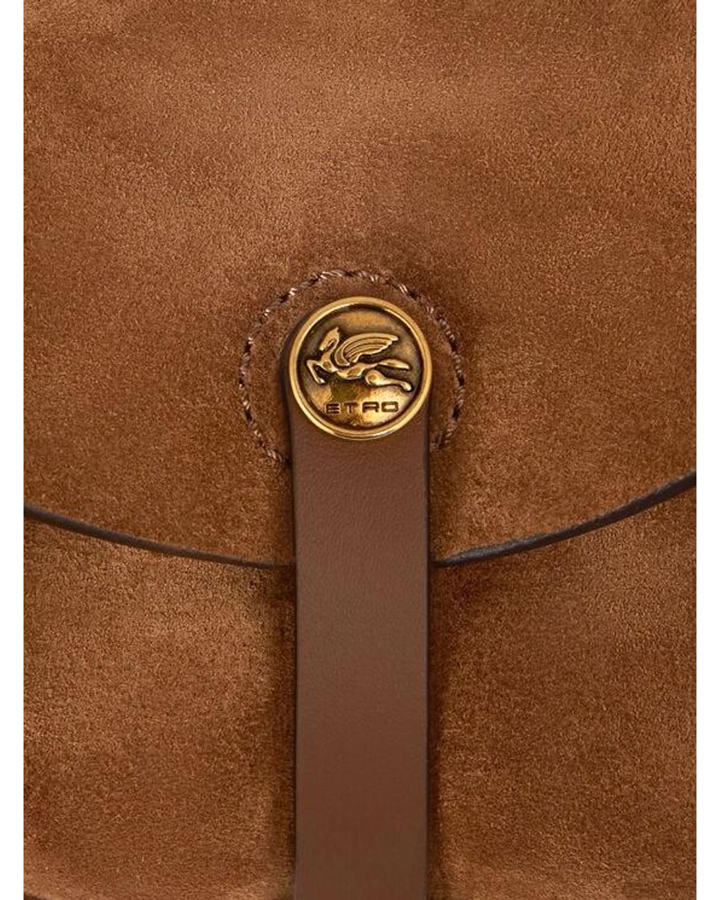 Etro Brown Medium Suede Pony Bag With Fringes