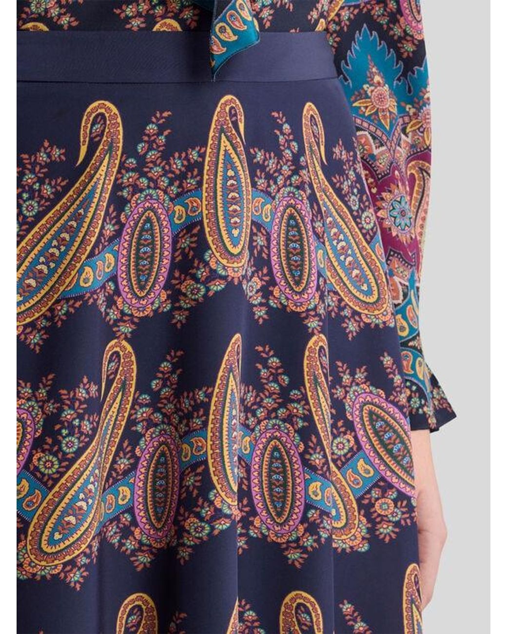 Etro Purple Silk Skirt With Placed Print