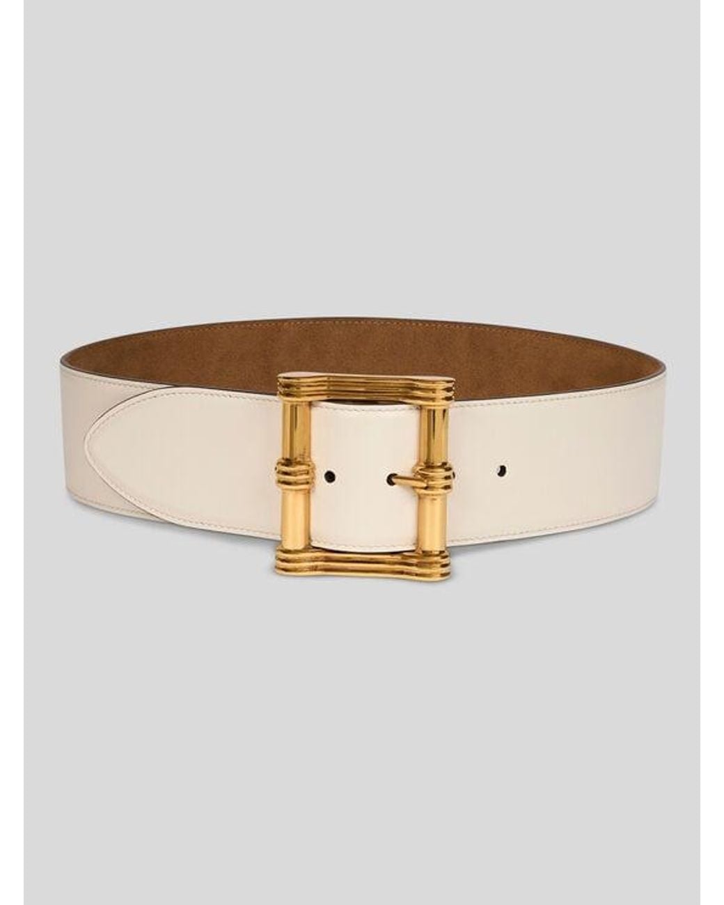 Etro White Reversible Leather Maxi Belt