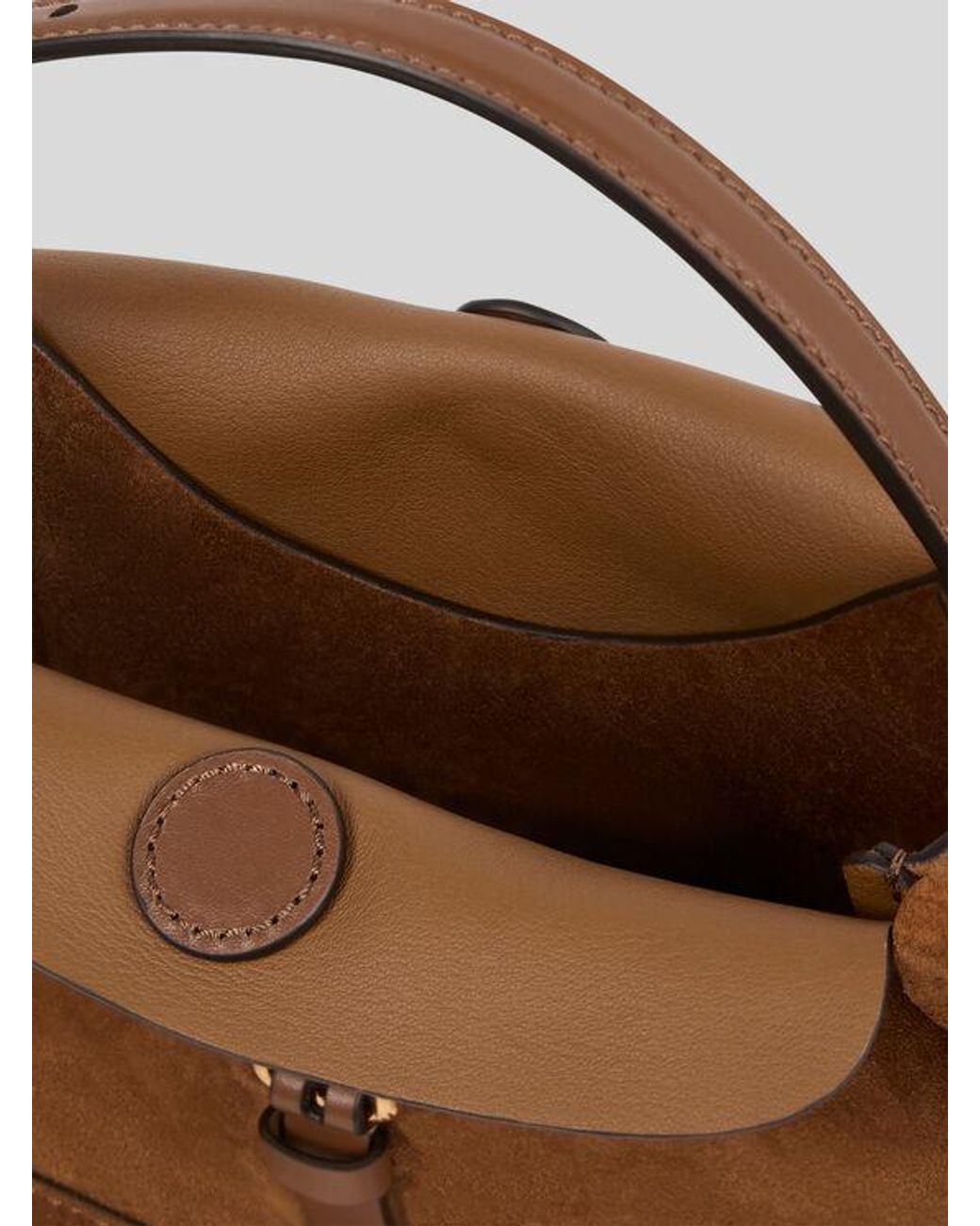 Etro Brown Small Suede Pony Bag With Fringes