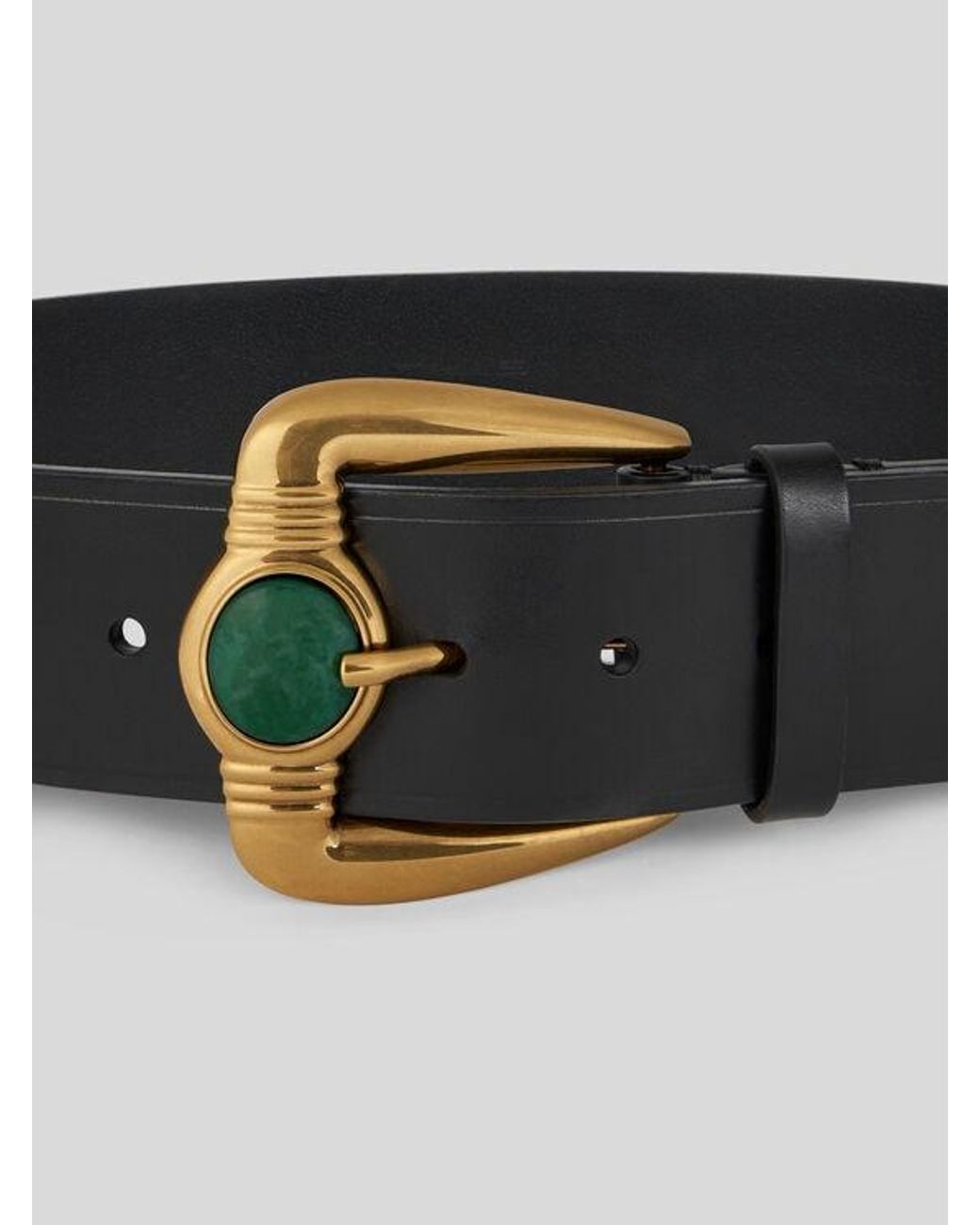 Etro Black Leather Belt With Jewel Buckle