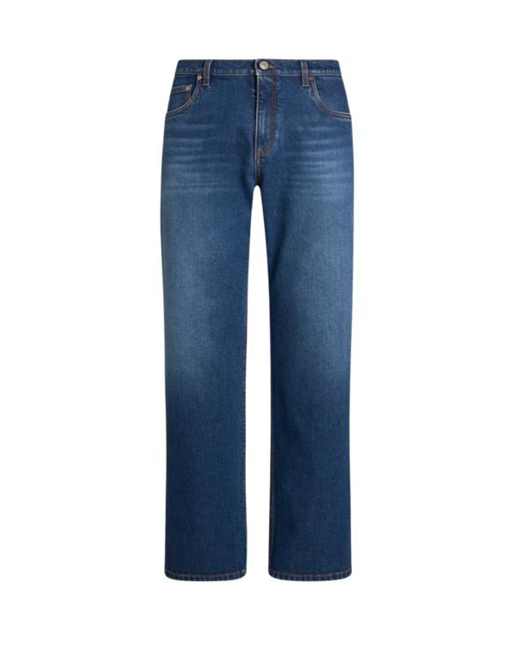Etro Blue Straight-Leg Jeans With Pegaso for men