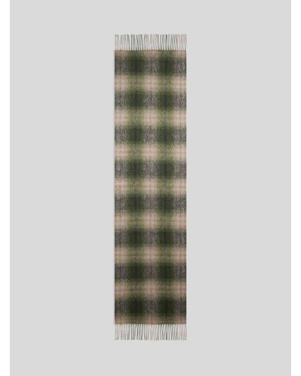 Etro Green Wool And Cashmere Jacquard Scarf With Arnica And Check Motifs for men