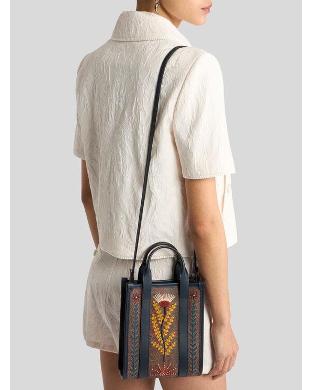 Etro Blue X Tabby Booth Mini Arnica Handbag With Embroidery