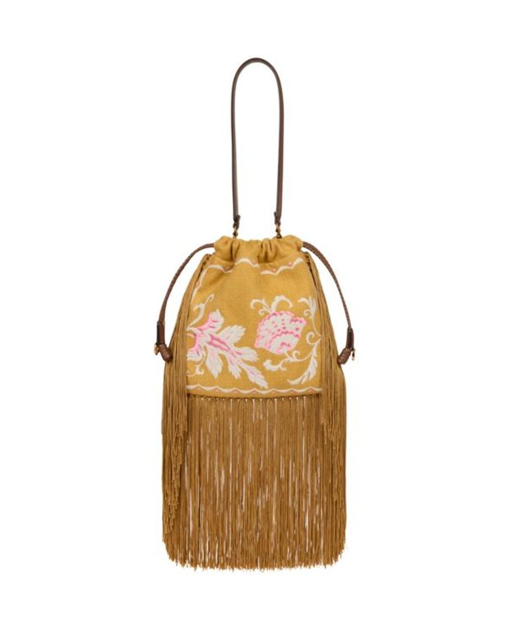 Etro Metallic Small Linen-Blend Kalispera Bag With Embroidery And Fringes