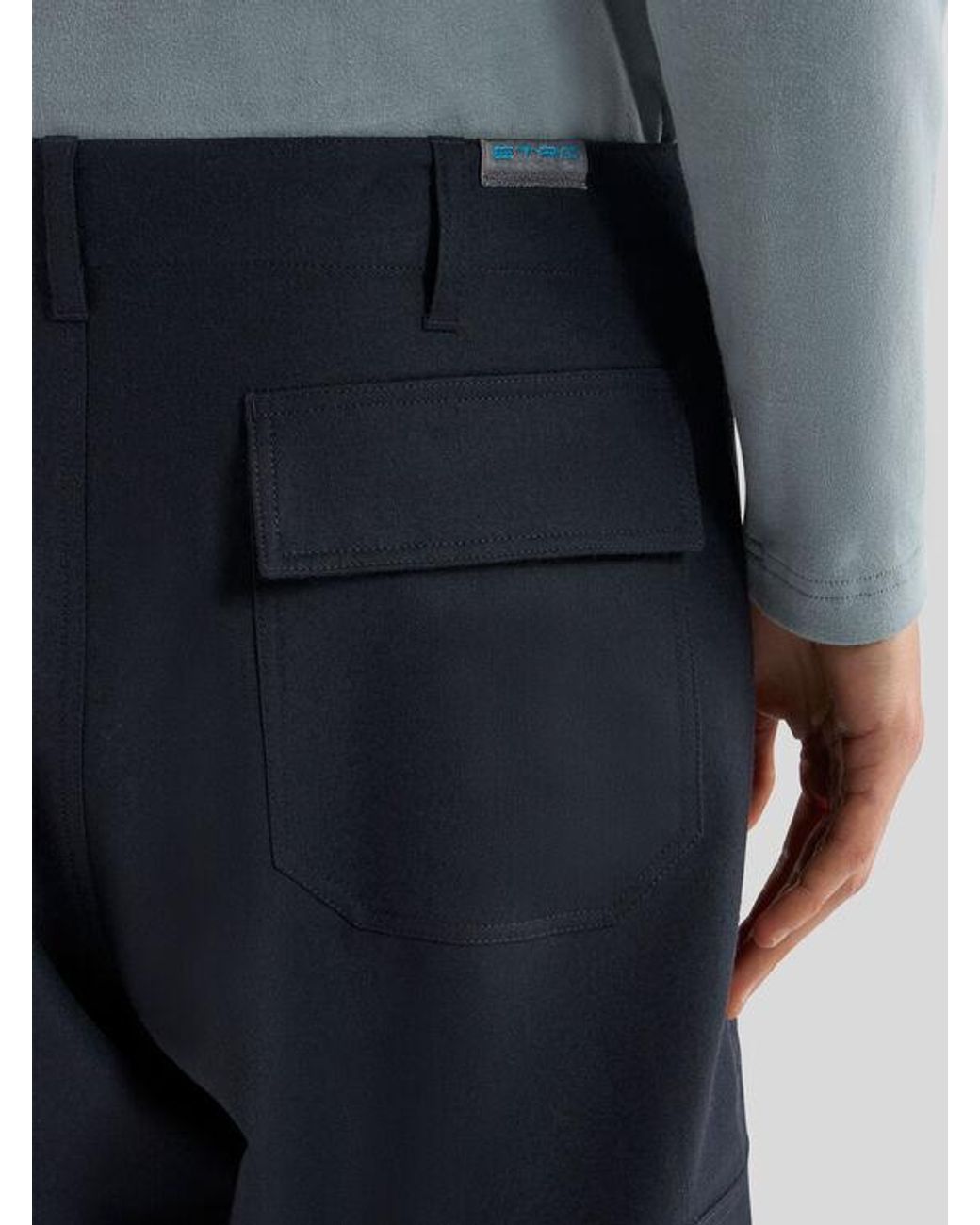 Etro Blue Wool Cargo Trousers for men