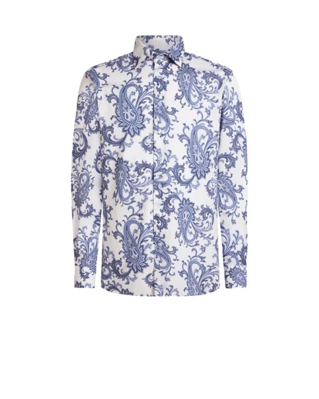 Etro Blue Paisley Cotton Shirt for men
