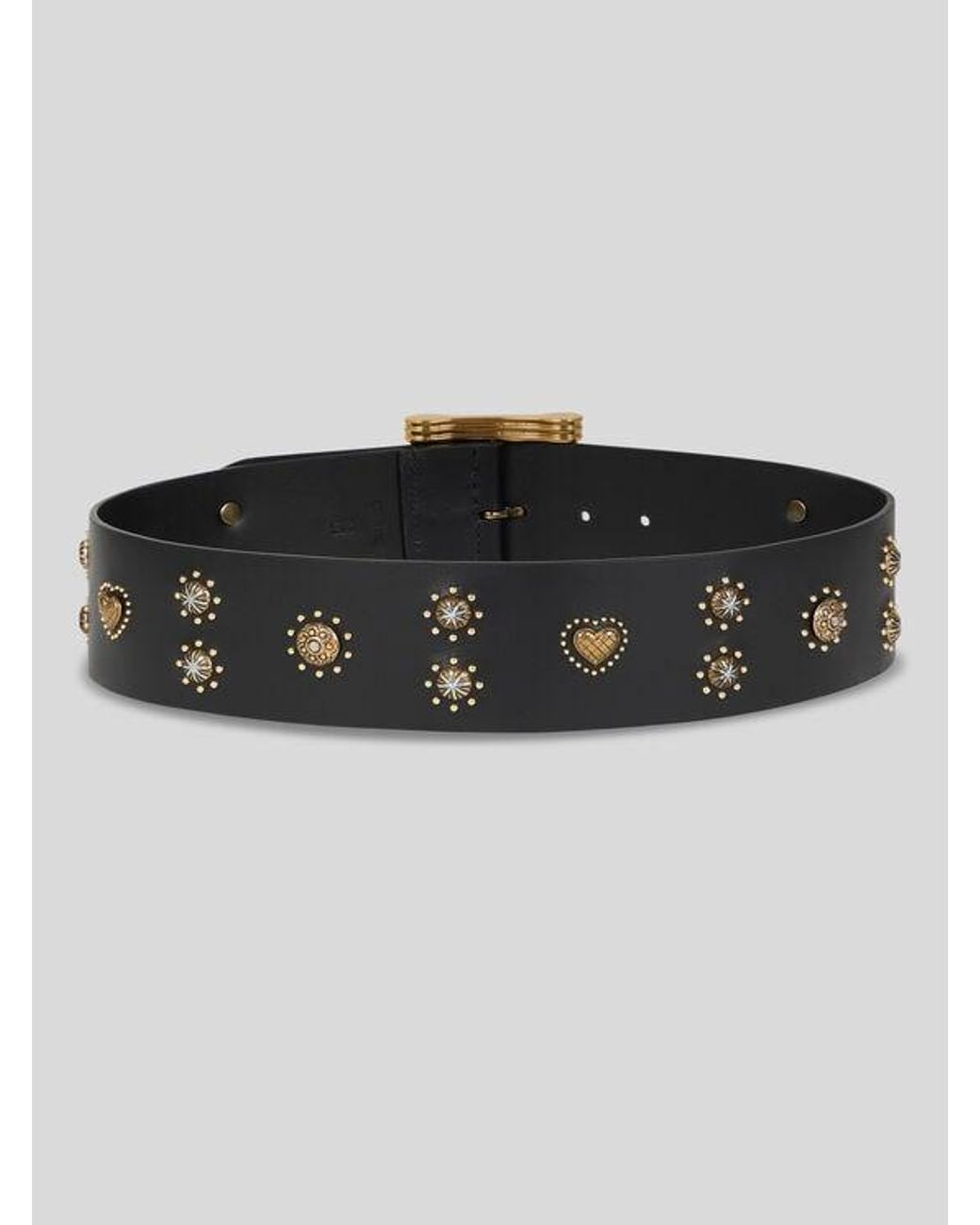Etro Black Leather Belt With Studs