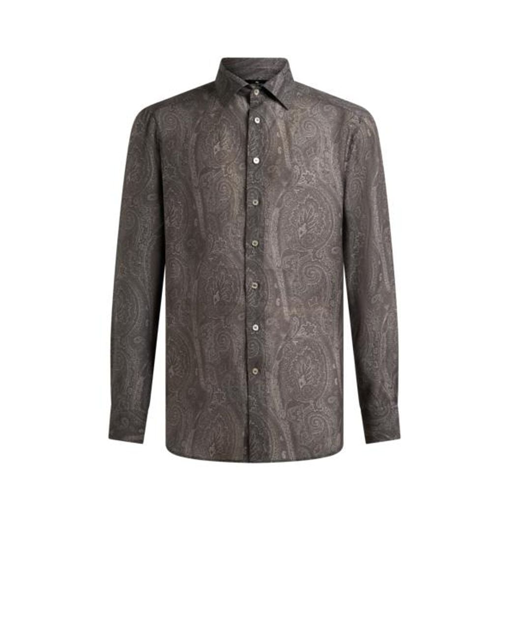 Etro Gray Silk Paisley Shirt for men