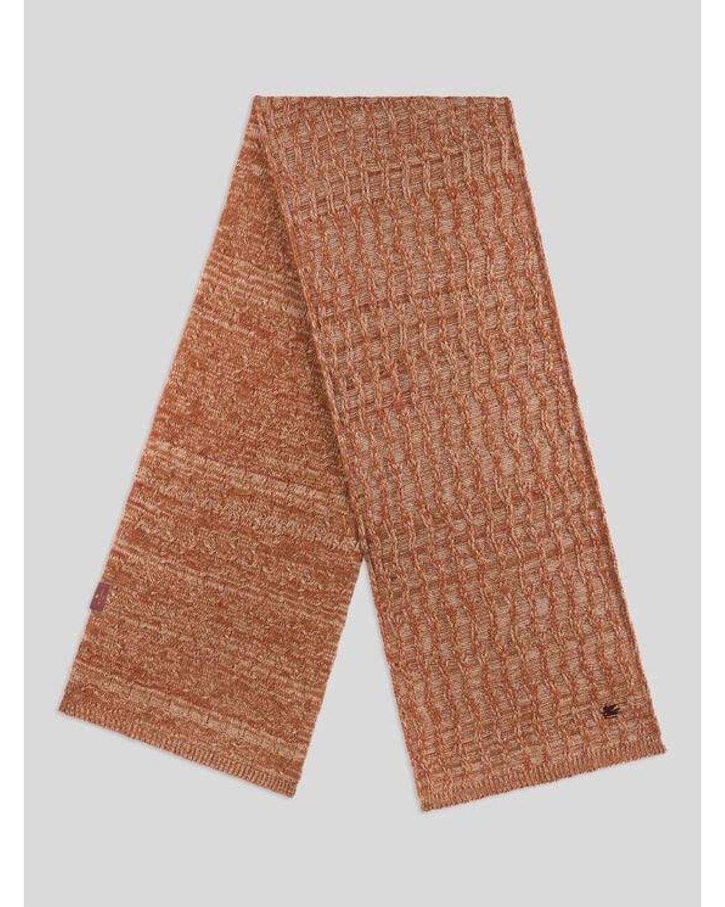Etro Brown Cable-Knit Cashmere Scarf for men