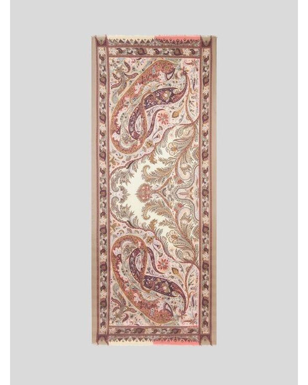 Etro Pink Leafy Silk And Cashmere Scarf