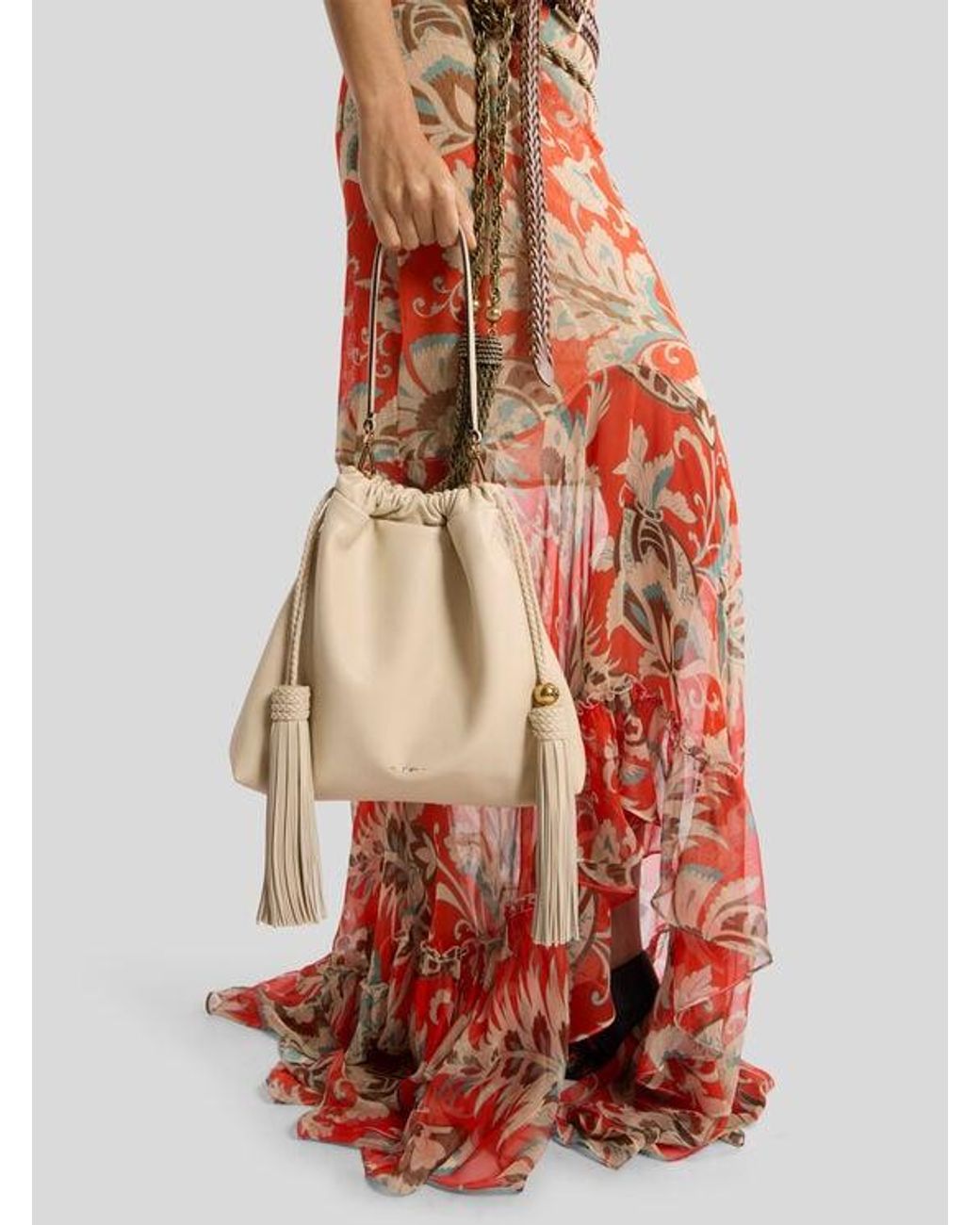 Etro Natural Medium Leather Kalispera Bag With Tassels