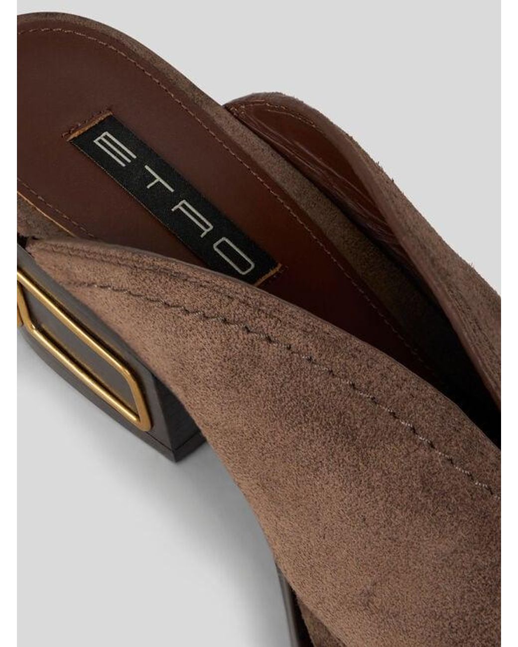 Etro Brown Suede Mules With Texan Heel