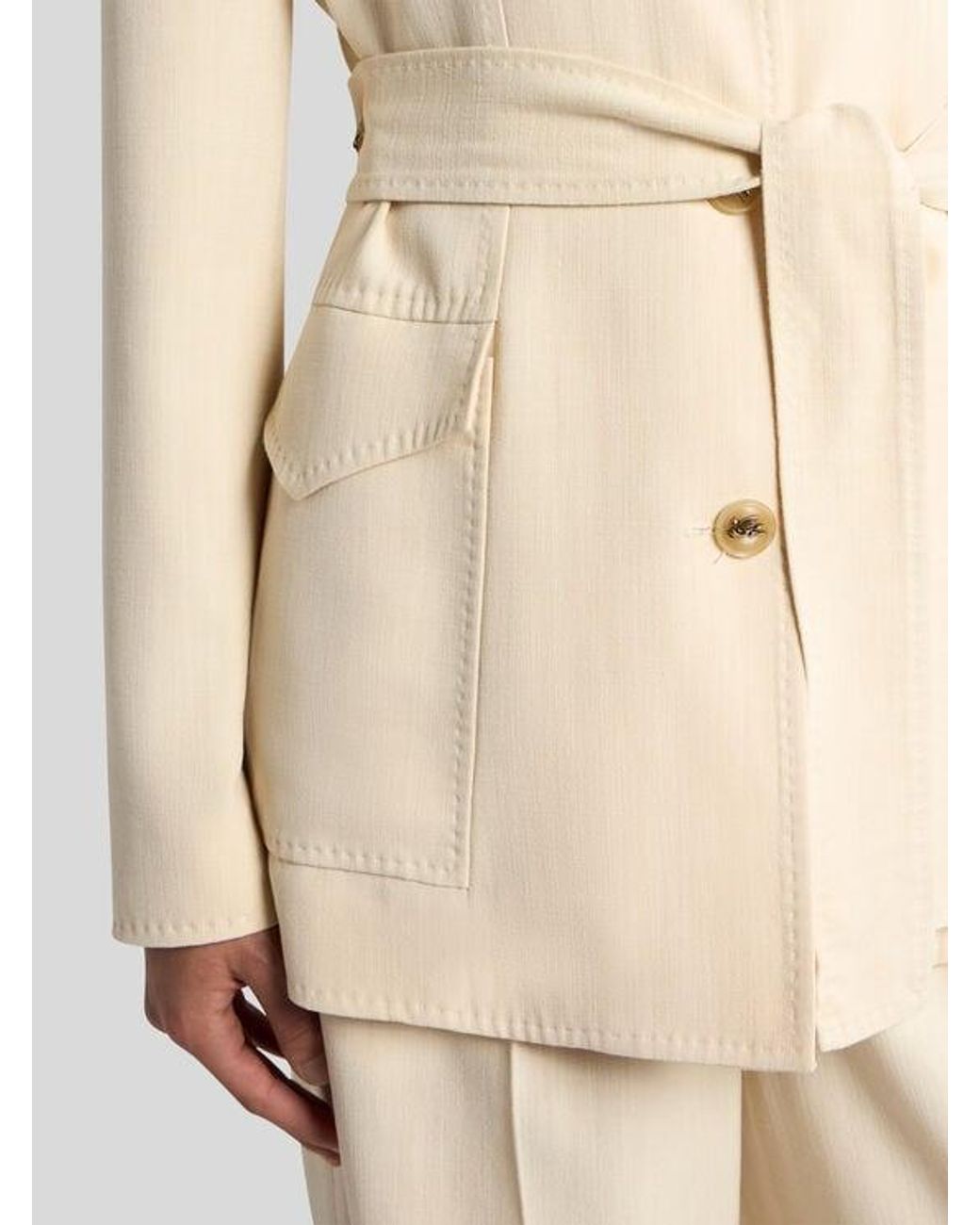 Etro Natural Field Jacket With Belt