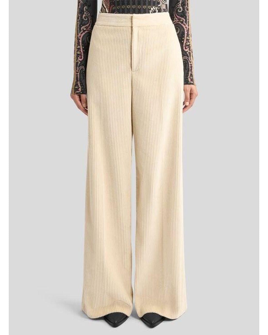 Etro Natural Wide-Leg Trousers