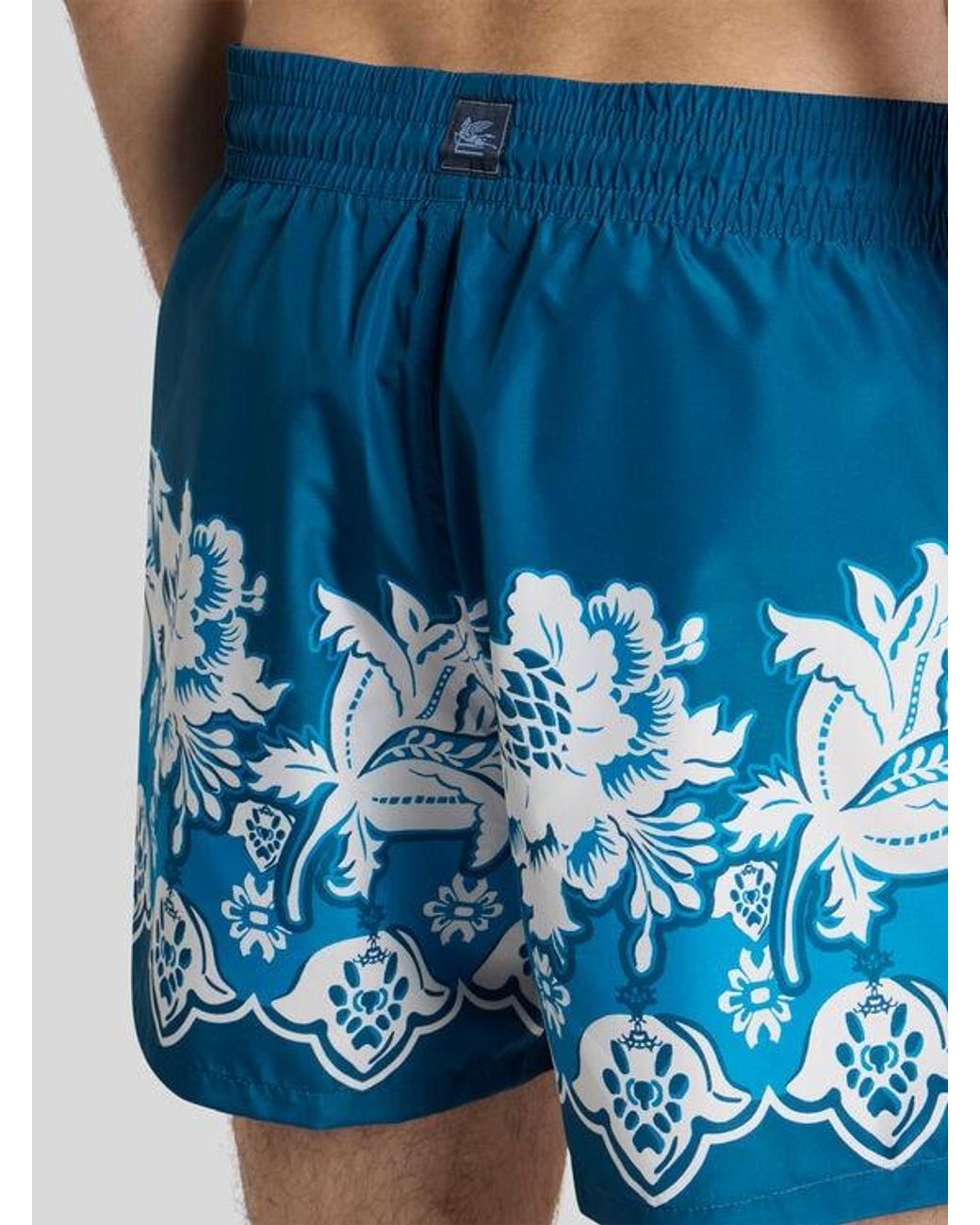 Etro Blue Swimsuit With Placed Floral Print for men