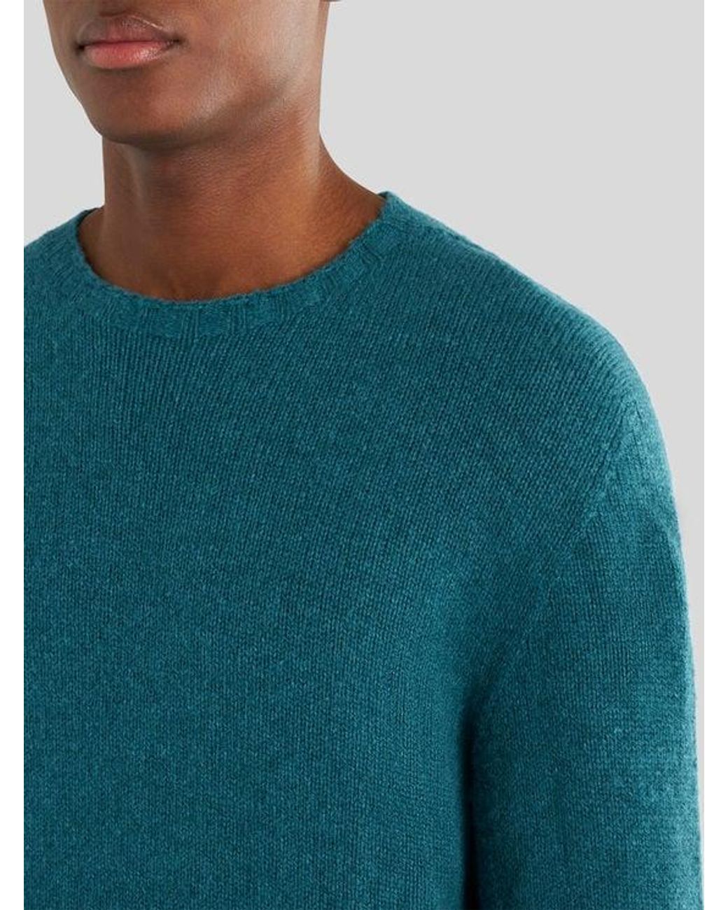 Etro Blue Cashmere Jumper With Logo for men