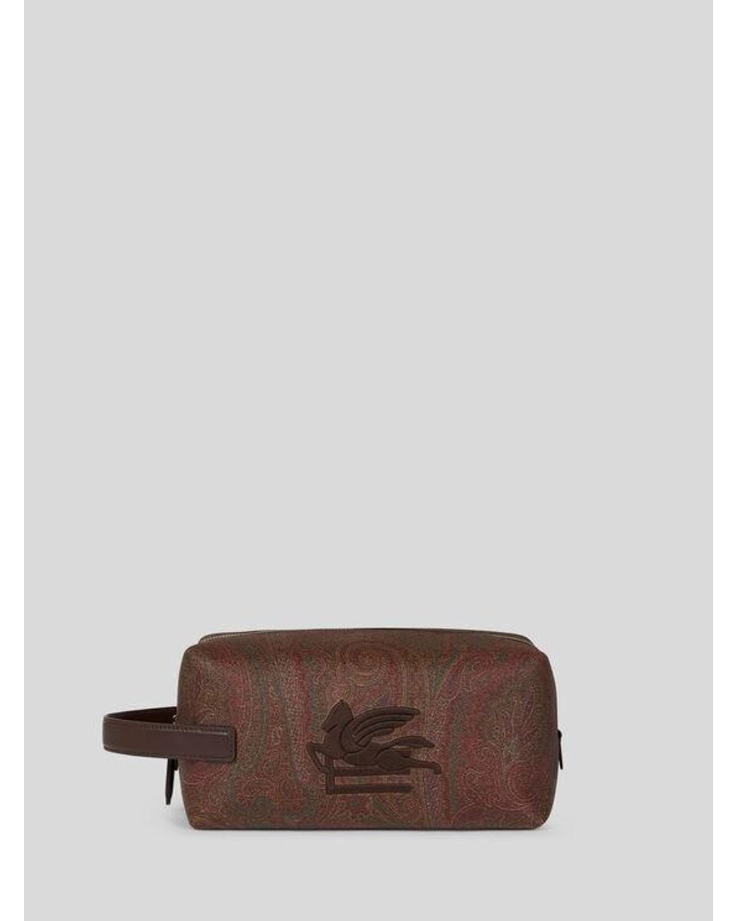 Etro Brown Medium Arnica Pouch With Pegaso Embroidery for men