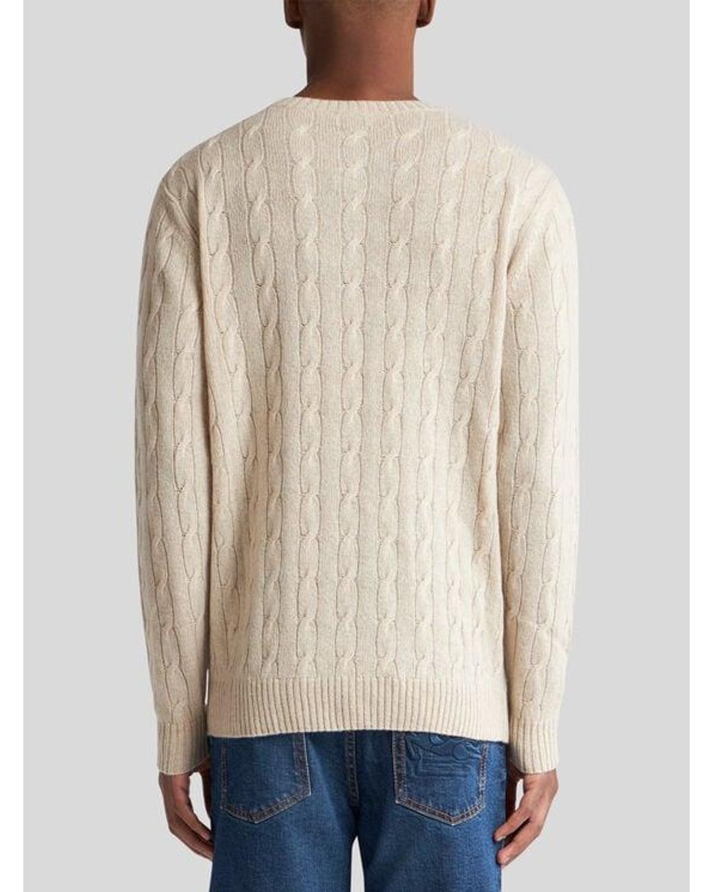 Etro White Cable-Knit Cashmere Sweater for men