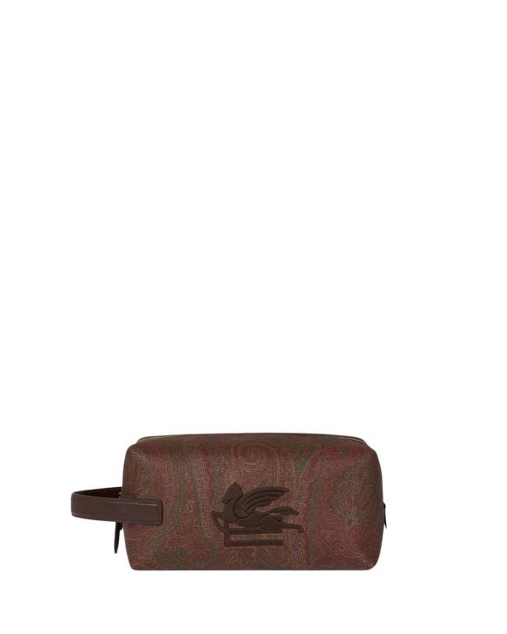 Etro Brown Medium Arnica Pouch With Pegaso Embroidery for men