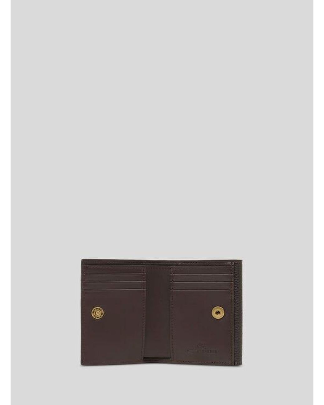 Etro White Small Tumbled Leather Pony Wallet