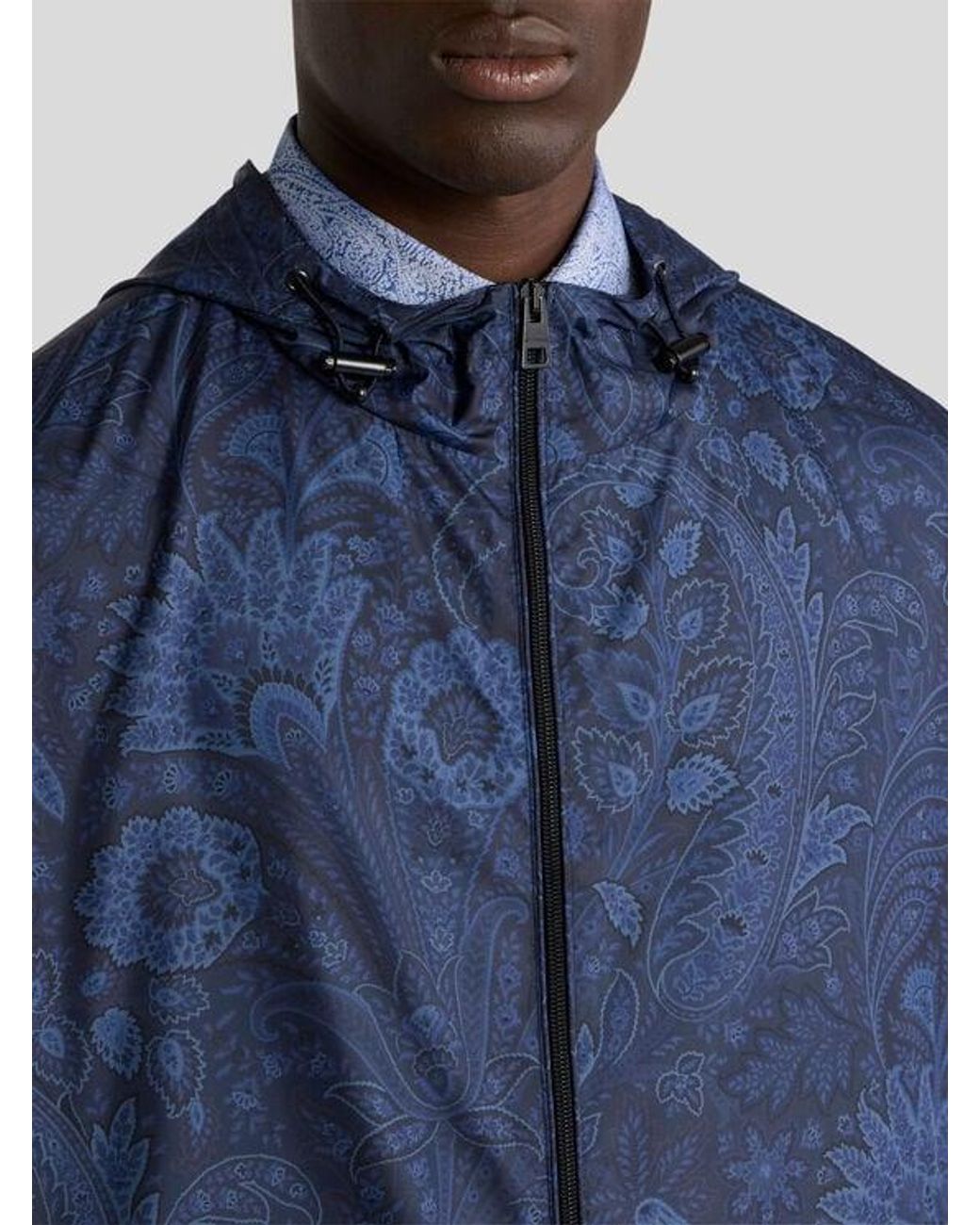 Etro Blue Floral Paisley Windbreaker Jacket for men
