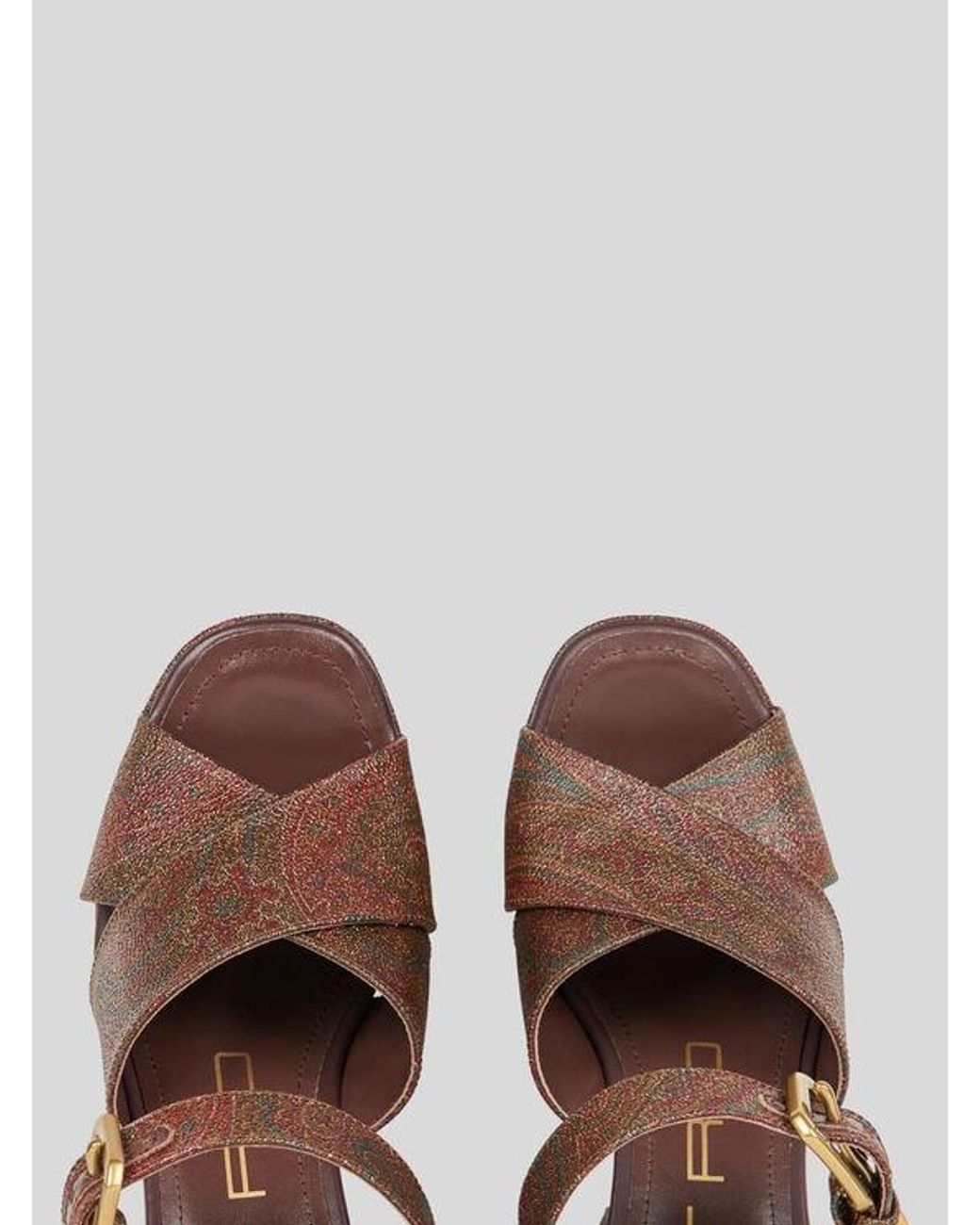 Etro Brown Paisley Platform Sandals