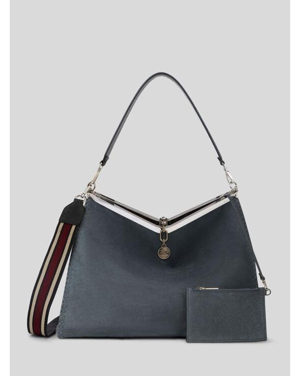 Etro Blue Large Nubuck Leather Vela Bag for men